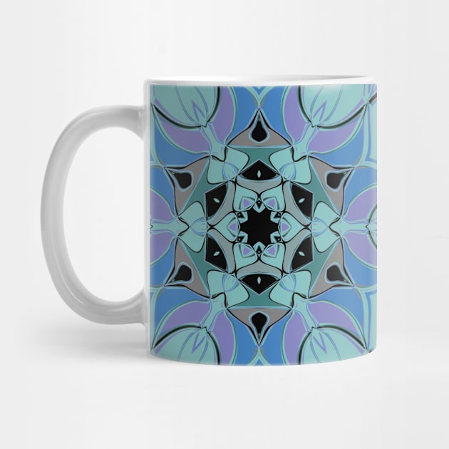 Cartoon Mandala Flower Blue and Purple by WormholeOrbital